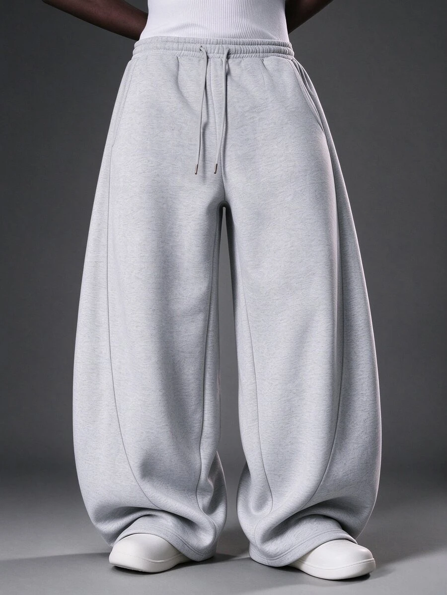 STYNVO Men's Drawstring Waist Casual Streetwear Versatile Everyday Sweatpants Beach Vacation Light Grey Fall - Grey - View 1