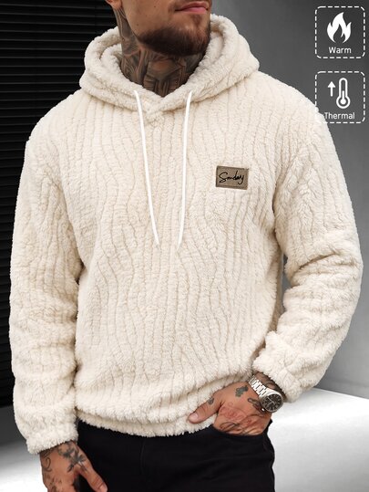 SLATEMANN Men's Best-Selling Hooded Long Sleeve Jacquard Fuzzy Sweatshirt, Loose Comfortable Fit, Casual Vacation, Friends Date, Ball Sports, Simple Office, Autumn/Winter Best-Seller, Suitable For Personal Wear Or As A Gift For Friends