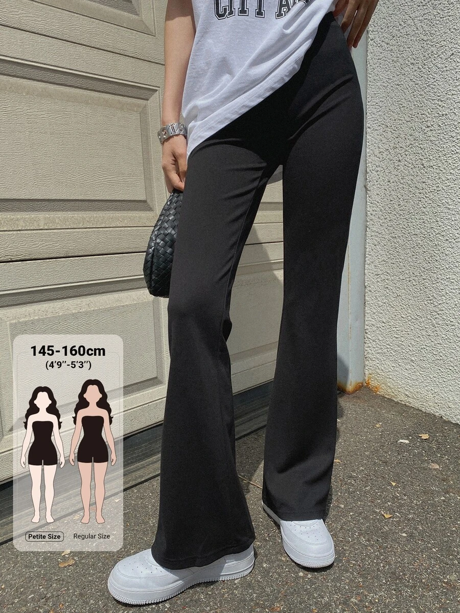 DAZY Women's Solid Color High Waist Casual Flare Leggings Fall - Black - View 1