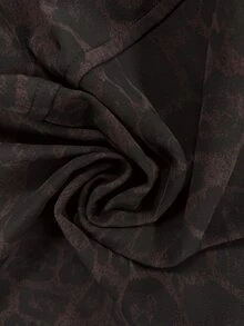 SHEIN EZwear 女款短版夾克外套 長袖休閒日常穿著 PU豹紋印花 - 棕色 - 查看 6