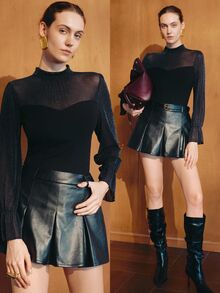 MOTF PREMIUM WOMEN'S BLACK ELEGANT FORMAL BLOUSE, AUTUMN/WINTER - Black - View 9