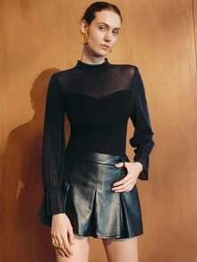 MOTF PREMIUM WOMEN'S BLACK ELEGANT FORMAL BLOUSE, AUTUMN/WINTER - Black - View 6