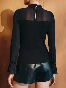 MOTF PREMIUM WOMEN'S BLACK ELEGANT FORMAL BLOUSE, AUTUMN/WINTER - Black - View 5