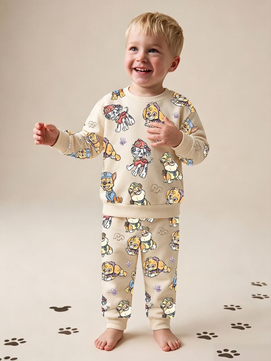 Maija Kids SHEIN | PAW Patrol Maija Kids 男童寬鬆休閒舒適長袖衛衣與長褲兩件套,適合夏季 - 彩色 - 查看 1