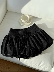 Comfortcana 2026 Summer Casual Black Polka Dot Print Shorts, Women - Black - View 5