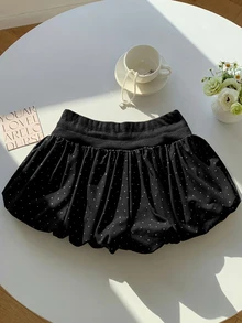 Comfortcana 2026 Summer Casual Black Polka Dot Print Shorts, Women - Black - View 2