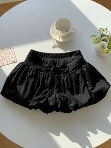 Comfortcana 2026 Summer Casual Black Polka Dot Print Shorts, Women - Black - View 6