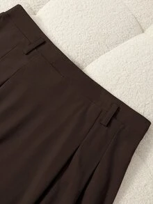 GlowEve CURVE Plus Size Women High-Waisted A-Line Skirt, Elegant For Commuting Fall - Coffee Brown - View 7