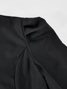 SHEIN 青少年女孩秋季套裝 2件/套 黑色正式 80年代 Katseye 復古 V領泡泡袖開襟衫 寬腿褲套裝 優雅秋季校園穿搭 - 黑色 - 查看 4