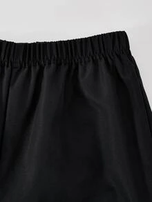 SHEIN 青少年女孩秋季套裝 2件/套 黑色正式 80年代 Katseye 復古 V領泡泡袖開襟衫 寬腿褲套裝 優雅秋季校園穿搭 - 黑色 - 查看 7