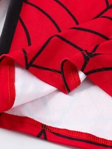 SHEIN 青少年男孩 2件組 紅色蜘蛛圖案 休閒簡約 修身舒適 加厚長袖圓領褲子家居服 適合秋冬、開學季、睡衣派對、拍照、假期 - 彩色 - 查看 6