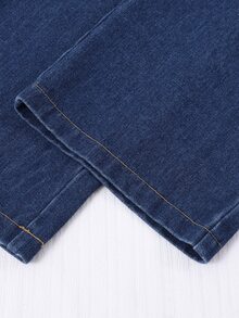 SHEIN Tween Girls Spring Summer Casual Denim Vest Top And High Waist Wide Leg Jeans 2 Piece Set Vintage Button Up V Neck Preppy Modern Matching Clothing - Dark Wash - View 7