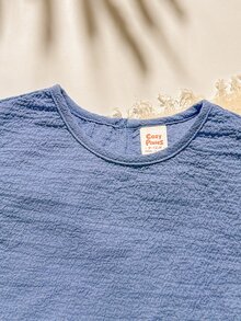Cozy Pixies Baby Girl Summer Soft & Comfortable Ruffled Short Sleeve Top & Elastic Waist Shorts 2pcs Casual Holiday Outfit - Blue - View 5