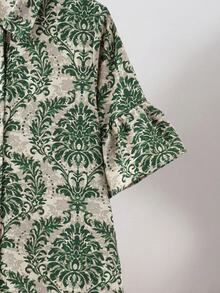 SHEIN Đầm mini cổ sơ mi màu xanh sage cho bé gái tween, phong cách boho thanh lịch mùa hè, phù hợp tiệc trà, du lịch, mặc thường ngày, lễ tốt nghiệp, outfit mùa thu - Nhiều màu - Xem 8