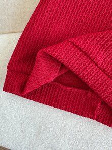 SHEIN 2件組女嬰針織開襟衫褲套裝，甜美紅色花卉蕾絲領刺繡，長袖圓領，休閒款，適合聖誕節假期、秋季、溫馨芭蕾風 - 紅色 - 查看 8