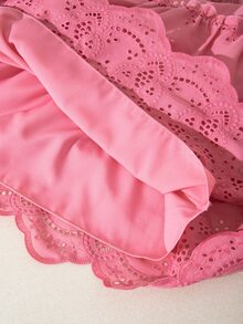 SHEIN Tween女孩 2件組兒童粉色夏季可愛Katseye度假假期韓版時尚短袖森系上衣，生日搭配款 - 玫紅色 - 查看 8