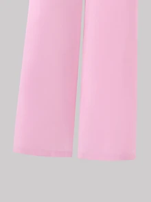 SHEIN 青少年女孩夏季純色泡泡袖短版上衣與長褲套裝 - 彩色 - 查看 11