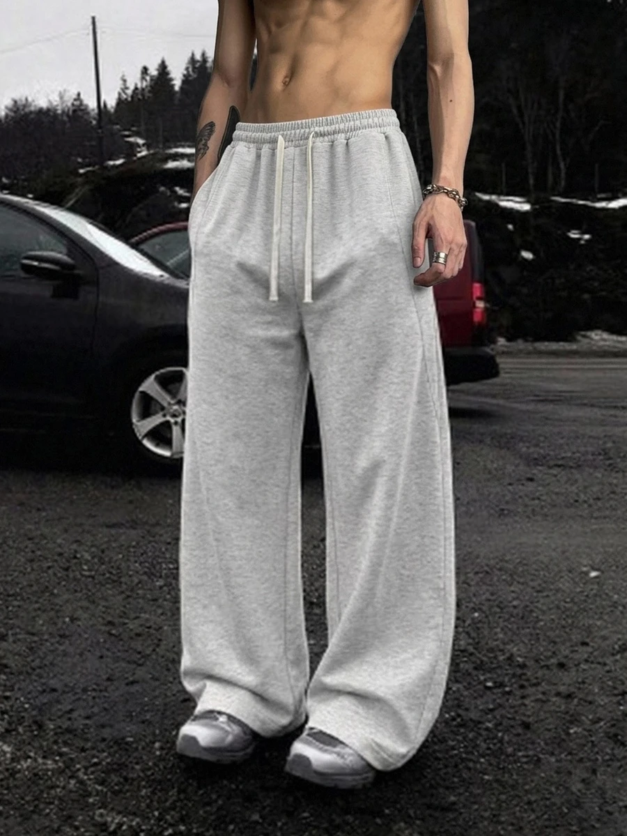 NEOSTRIT Nuevos pantalones de punto gris estilo otoño/invierno, adecuados para salidas, cenas formales, fiestas y diversas ocasiones. - Gris Claro - Ver 1