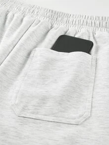 Manfinity Homme Men's Casual Drawstring Waist Pocket Daily Long Pants - Light Grey - View 4