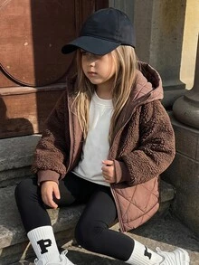 DAZY Young Girls Winter Casual Versatile Hooded Jacket Fall - Brown - View 6