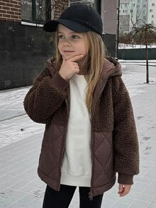 DAZY Young Girls Winter Casual Versatile Hooded Jacket Fall - Brown - View 2