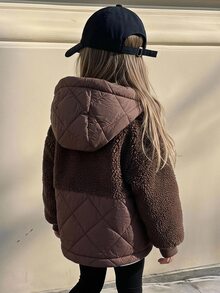 DAZY Young Girls Winter Casual Versatile Hooded Jacket Fall - Brown - View 5