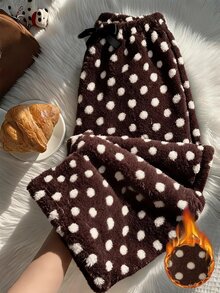 SHEIN Sparklyn Tween Girls 寬腿美式休閒百搭日常運動街頭風對比色腰帶鬆身長褲，秋季 - 棕色 - 查看 1