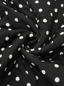Comfylo Plus Size Women's Polka Dot Pattern Long Sleeve Zip-Up Casual Jacket Winter - Black - View 10
