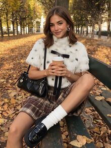 Comfortcana Women's Elastic Waist Plaid Ruffle Hem Skirt Fall Clothes For Women Work Outfits Halloween Christmas National Day Fall Clothes For Women Y2K Basic - Brown - View 5
