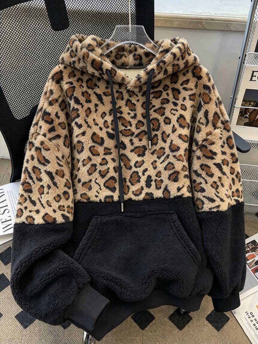 Linhara New Plus Size Women's Leopard Print Watermark Patchwork Black ...
