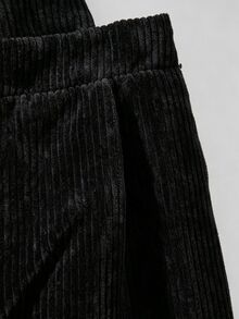SHEIN Tween Girls Fleece Fall Clothes Autumn/Winter Ribbed Corduroy Adjustable Buckle Elastic Waist Jumpsuit, Suitable For Autumn/Winter, Daily Wear - Black - View 7