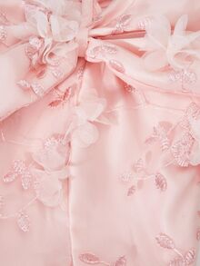 SHEIN Teen Girls Ruched Bowknot Off-Shoulder Fit & Flare Mini Dress, Pink Party, Elegant, Graduation, Outfits - Pink - View 4