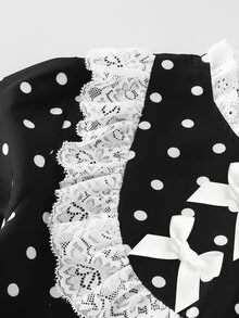 SHEIN Tween Girl White Lace Homecoming Dress Girls Clothes 8 To 12 Years Halloween Outfit Fall Style - Black - View 7