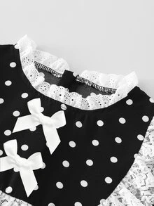 SHEIN Tween Girl White Lace Homecoming Dress Girls Clothes 8 To 12 Years Halloween Outfit Fall Style - Black - View 8