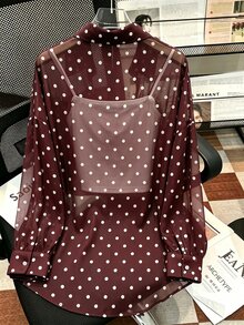Resyla Blus Lengan Panjang Motif Polkadot untuk Wanita - MultiWarna - View 2