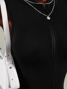 Amplova Women's Streetwear Zipper Half-Front Athletic Romper - Black - View 11