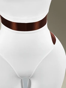 Amplova Women's Solid Color Halter Neck Tank Top And Waist Cutout Flare Pants Sports Set Workout Set 2 Pieces For Gym Pilates Yoga Running Workout Fitness - White - View 8