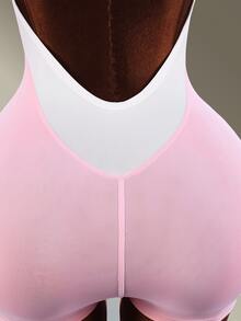 Amplova Women's Colorblock Casual Daily Outing Halter Neck Sports Romper - Pink - View 10