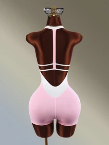 Amplova Women's Colorblock Casual Daily Outing Halter Neck Sports Romper - Pink - View 7