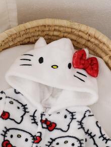 HELLO KITTY AND FRIENDS | SHEIN 新生兒卡通圖案連帽可愛家居服 - 白色 - 查看 5