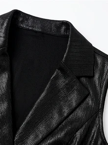 LUMIGAL Winter Women's Solid Color Contrast Collar Single-Breasted Fashion Vest - Black - View 6
