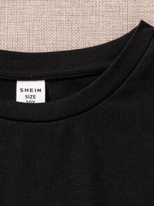 SHEIN Tween Girl Knitted Plain Round Neck Cropped Twisted Casual T-Shirt 3-Pack, School, Campus, College - Baby Pink - View 6