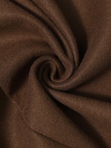 SHEIN British Vintage Waist Tie Wool Long Coat Slim Fit Knee Length Double Breasted Versatile Trench Coat - Brown - View 7