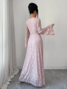 Yasmyna Women's Sweet Button Lace Arabian Dress - Dusty Pink - View 3