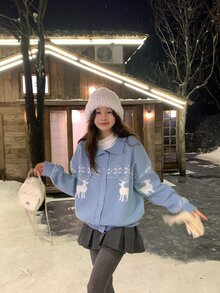 DAZY Suéter de manga larga con cuello vuelto estilo coreano para mujer, invierno - Azul cielo - Ver 7