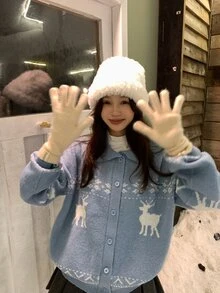 DAZY Suéter de manga larga con cuello vuelto estilo coreano para mujer, invierno - Azul cielo - Ver 3