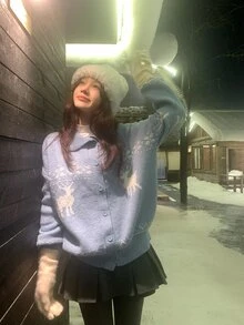 DAZY Suéter de manga larga con cuello vuelto estilo coreano para mujer, invierno - Azul cielo - Ver 5