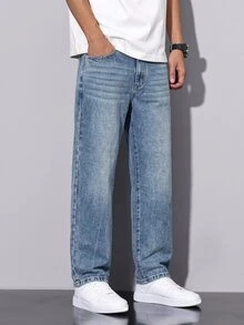 QuarKem Men's Streetwear Casual Light Blue Denim Jeans - Light Wash - View 5