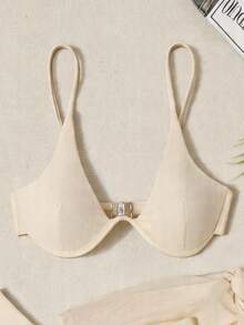 Swim Basics 女款夏季海灘純色掛脖綁帶性感比基尼三角泳褲泳衣套裝附迷你裙 - 白色 - 查看 6