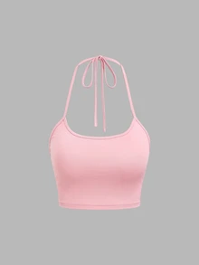 Sweetra Women's Summer Vacation Style Asymmetrical Shoulder Striped Tank Top With Sheer Back - Pink - View 7